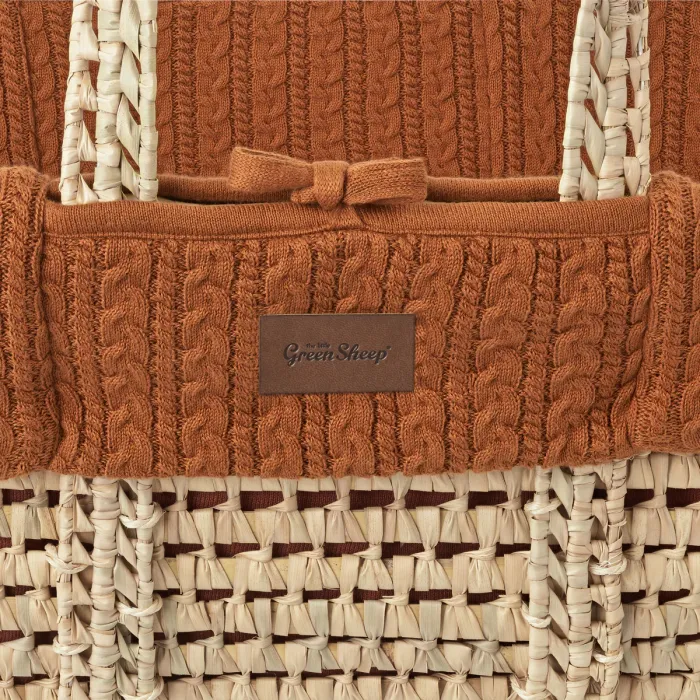 Natural Knitted Moses Basket, Mattress & Stand Bundle - Terracotta Rice 7 Natural Knitted Moses Basket, Mattress & Stand Bundle - Terracotta Rice - Image 5