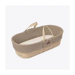 Natural Knitted Moses Basket, Mattress & Rocking Stand Bundle - Truffle -Pushchairs Store 2950 main