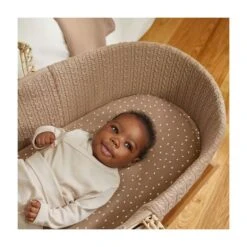 Natural Knitted Moses Basket, Mattress & Rocking Stand Bundle - Truffle -Pushchairs Store 2951 main