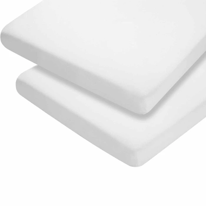 Clevamama Cotton Travel Cot Sheets 2pk-White 4 Clevamama Cotton Travel Cot Sheets 2pk-White - Image 2