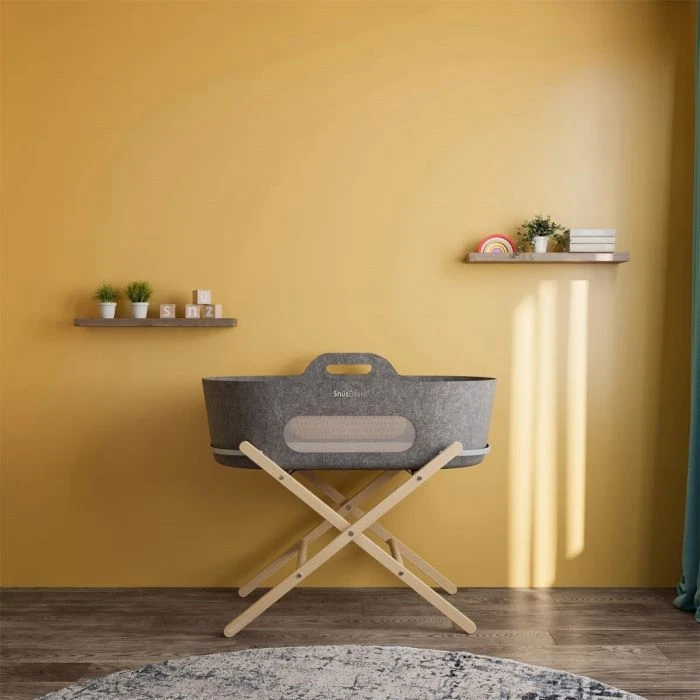 SnuzBaskit Dark Grey Moses Basket & Natural Stand 4 SnuzBaskit Dark Grey Moses Basket & Natural Stand - Image 2