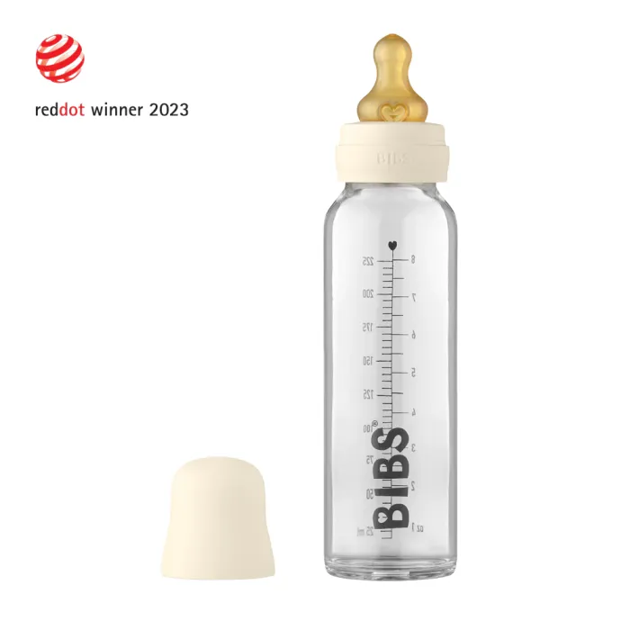 BIBS Baby Glass Bottle Complete Set Latex 225ml - Ivory 3 BIBS Baby Glass Bottle Complete Set Latex 225ml - Ivory