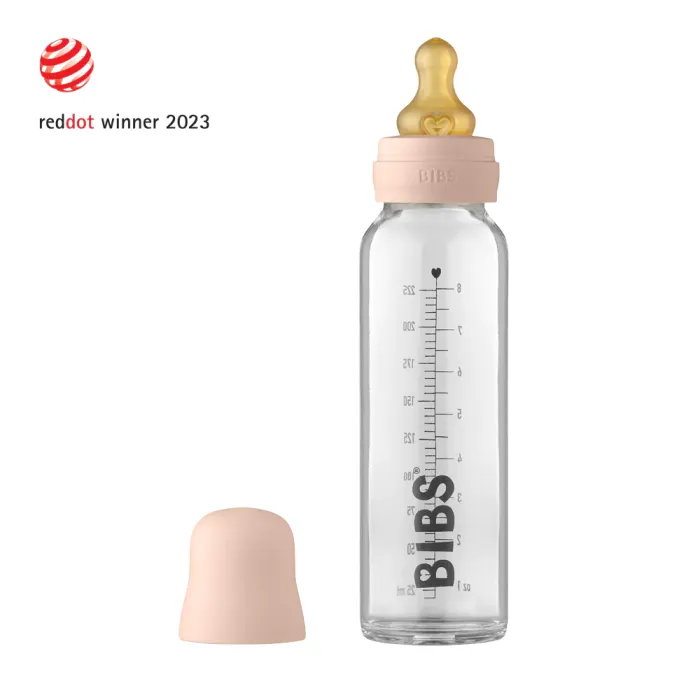 BIBS Baby Glass Bottle Complete Set Latex 225ml - Blush 3 BIBS Baby Glass Bottle Complete Set Latex 225ml - Blush