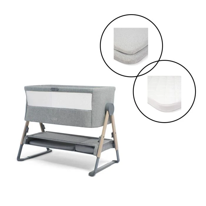 Lua Bedside Crib Bundle With Mattress Protector & Fitted Sheets 3 Lua Bedside Crib Bundle With Mattress Protector & Fitted Sheets