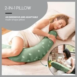 2in1 Maternity & Feeding Pillow - Green Dandelion -Pushchairs Store a062030 coussin2en1wind packweb02en 3661276179714 1800x1800