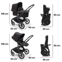 Fox 5, 2-in-1 All Terrain Stroller - Black/Midnight Black 25 Fox 5, 2-in-1 All Terrain Stroller - Black/Midnight Black -Pushchairs Store estorelabs.2023.09.11.bugaboo.fox5 .black .si .dimensions 1