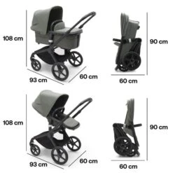 Fox 5, 2-in-1 All Terrain Stroller - Black/Forest Green -Pushchairs Store estorelabs.2023.09.11.bugaboo.fox5 .green .si .dimensions