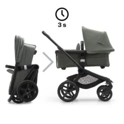 Fox 5, 2-in-1 All Terrain Stroller - Black/Forest Green -Pushchairs Store estorelabs.2023.09.11.bugaboo.fox5 .green .si .fold unfold