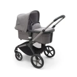 Fox 5, 2-in-1 All Terrain Stroller - Graphite/Grey Melange -Pushchairs Store large jpg 100051038 fox5 gra bassinet gm grey melange sideshot