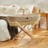 Natural Knitted Moses Basket, Mattress & Stand Bundle - Truffle 1 Natural Knitted Moses Basket, Mattress & Stand Bundle - Truffle -Pushchairs Store little green sheep natural knitted moses basket 6
