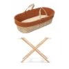 Natural Knitted Moses Basket, Mattress & Stand Bundle - Terracotta Rice -Pushchairs Store little green sheep natural knitted moses basket mattress terracotta flat 3