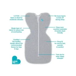 Love To Swaddle UP Cotton 1Tog Medium - Bunny -Pushchairs Store love to dream dreampod sleep bags 3 1