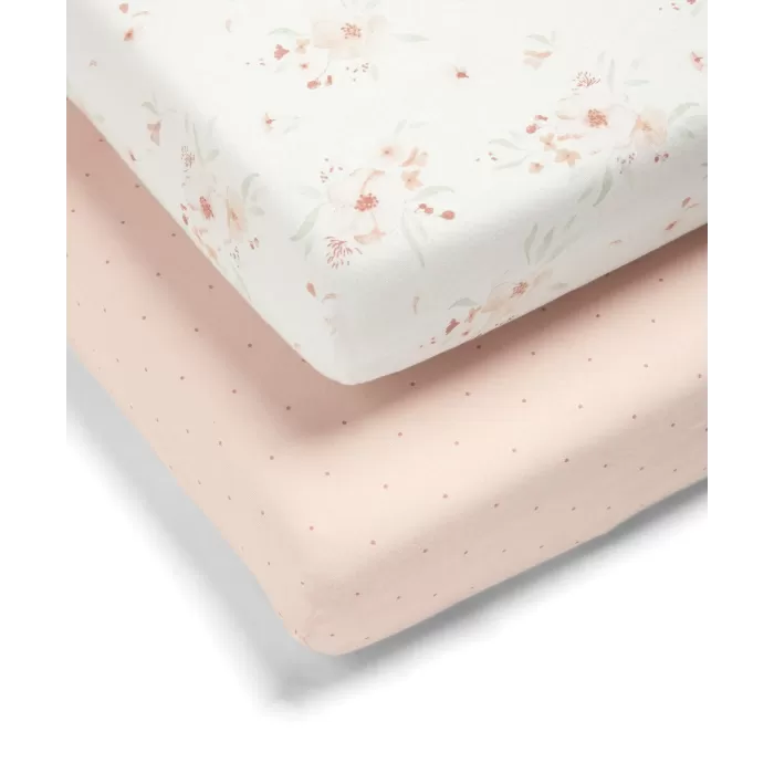 Cot Bed Fitted Sheet 2-Pack- Floral 3 Cot Bed Fitted Sheet 2-Pack- Floral