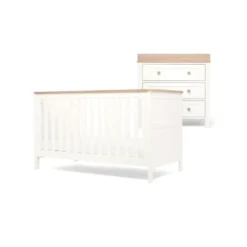 Wedmore 2 Piece Cotbed & Dresser Changer Set- White/Natural