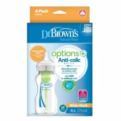 Dr Brown's Options+ Anti-Colic 270ml Bottle - 4 Pack -Pushchairs Store wb94600 gbx pkg f options wide neck 9oz 270ml 4 pack